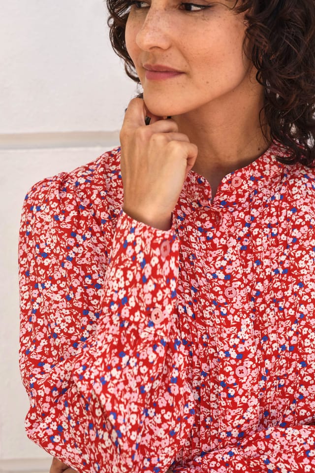 Pure Collection Pure Collection Women's Collarless Pleat Detail Blouse - 2