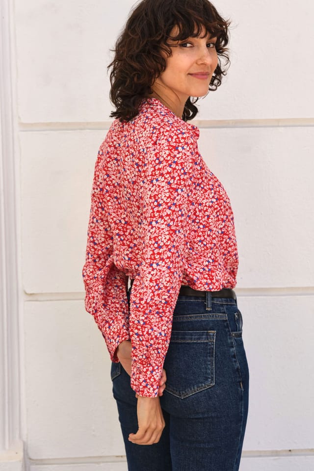 Pure Collection Pure Collection Women's Collarless Pleat Detail Blouse - 3