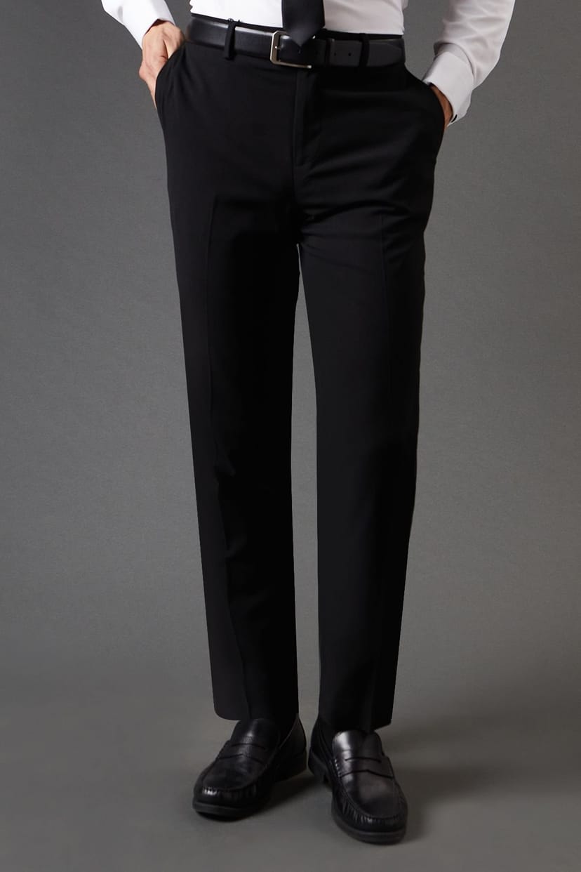 Burton Burton Men's Black Slim Fit Essential Suit Trousers - 1