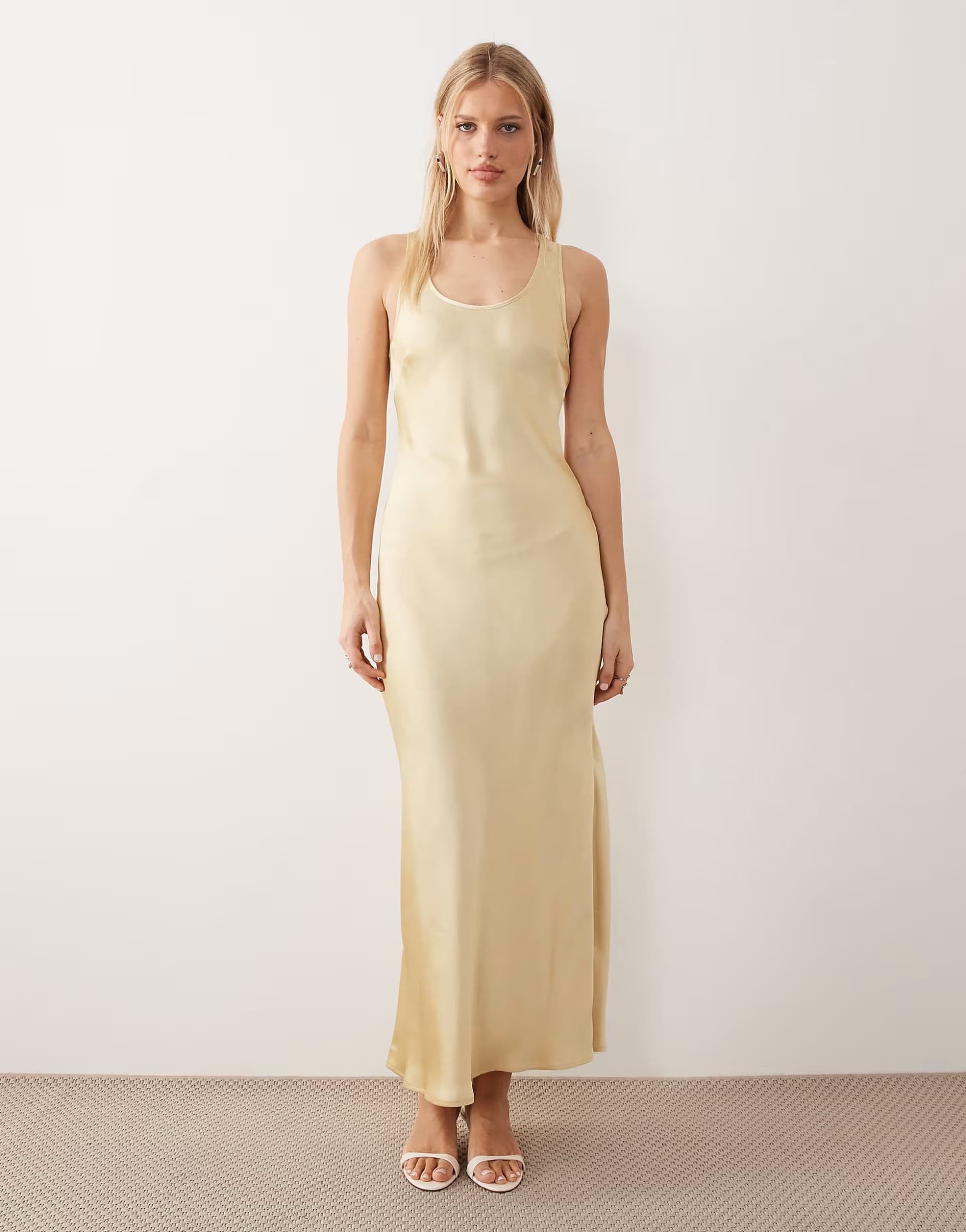 ASOS ASOS DESIGN scoop satin maxi dress in buttermilk