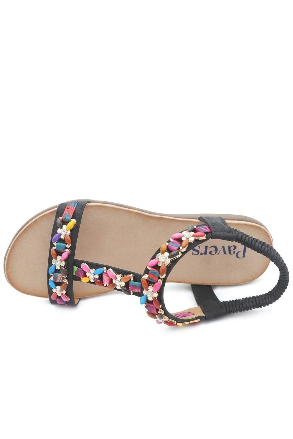 Pavers Pavers Women's Elasticated Beaded Slip On Sandals in Black - 4