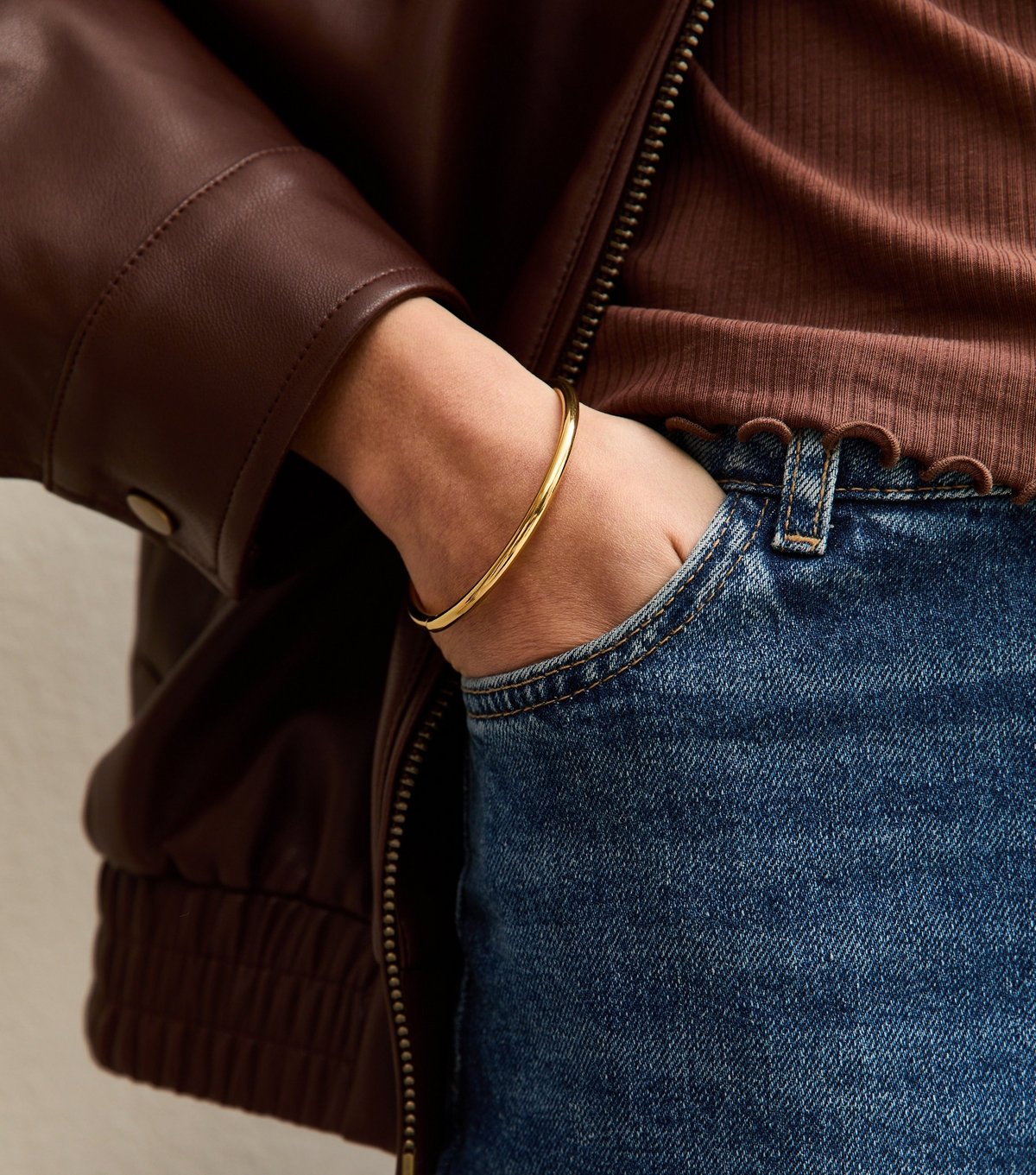 New Look Gold Tone Waterproof Sleek Bangle Bracelet New Look - 2