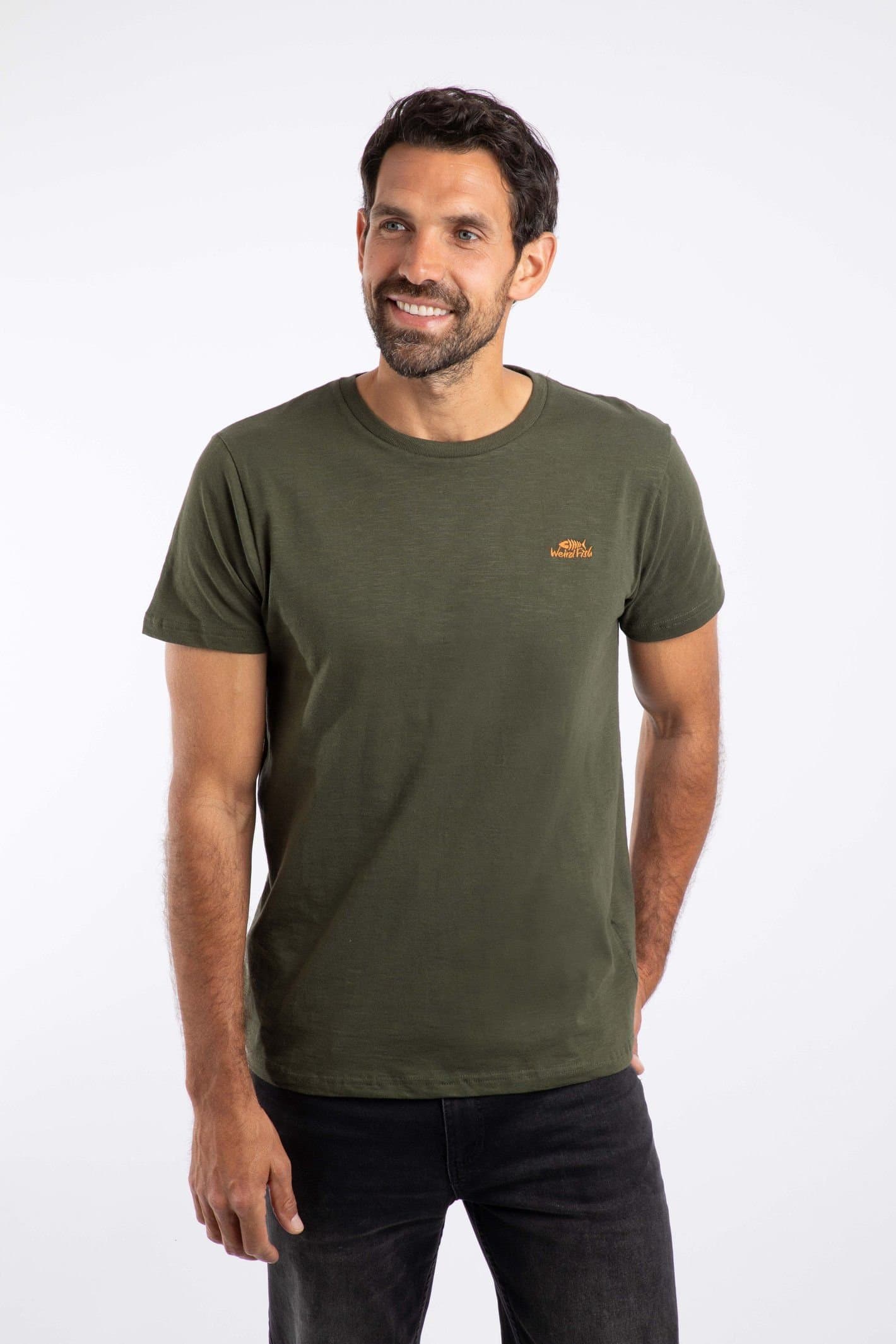 Weird Fish Weird Fish Men's Fished Branded T-Shirt in Dark Green
