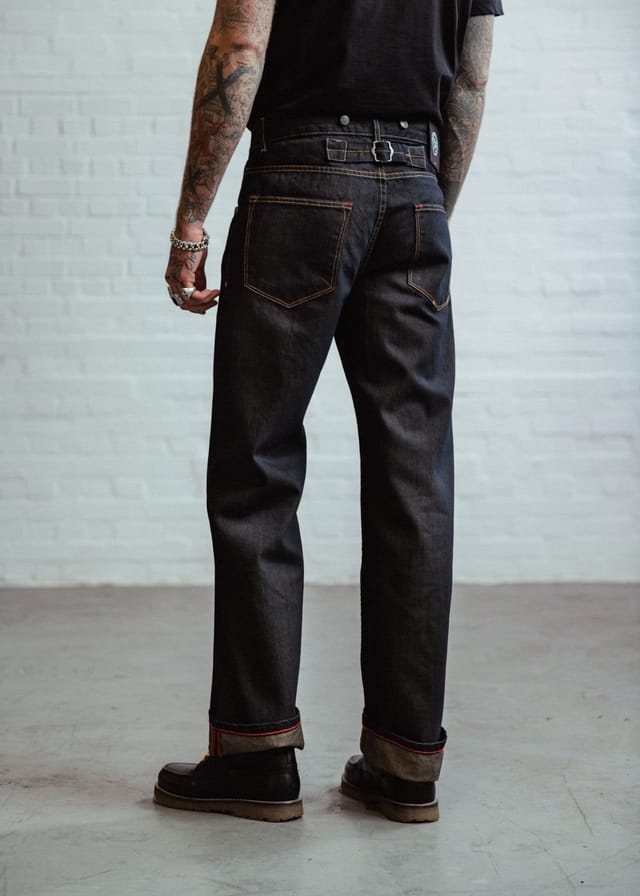 Chet Rock Chet Rock Loose Larry Men's Black Loose Fit Raw Denim 5 Pocket Jeans in Navy - 3