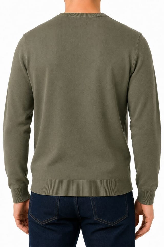 CastlePoint CastlePoint Men's Crew Neck Knitted Jumper in Khaki - 2