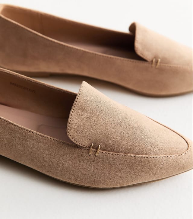 New Look Women's Camel Faux Suede Pointed Toe Flats Vegan New Look - 3