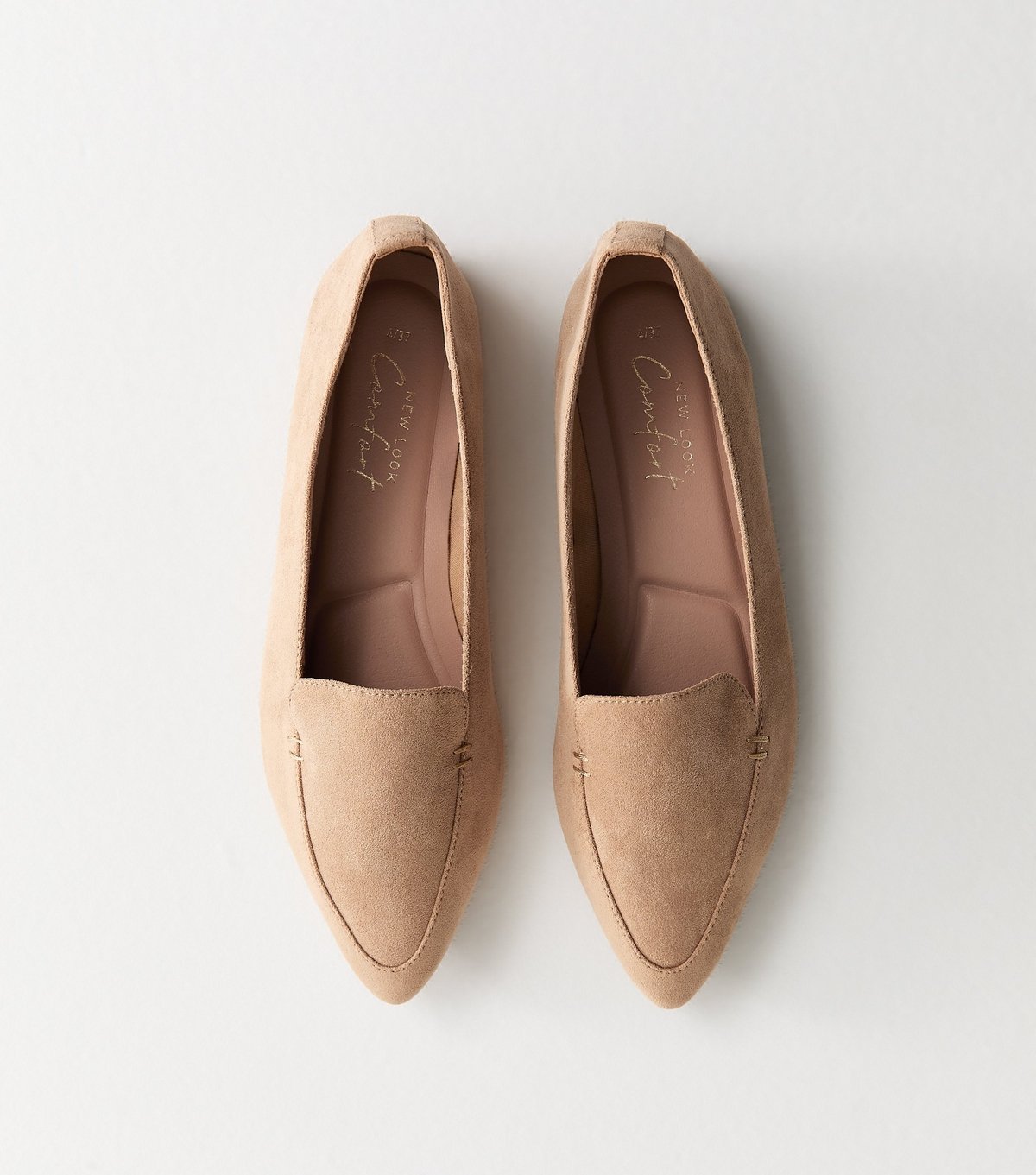 New Look Women's Camel Faux Suede Pointed Toe Flats Vegan New Look - 4