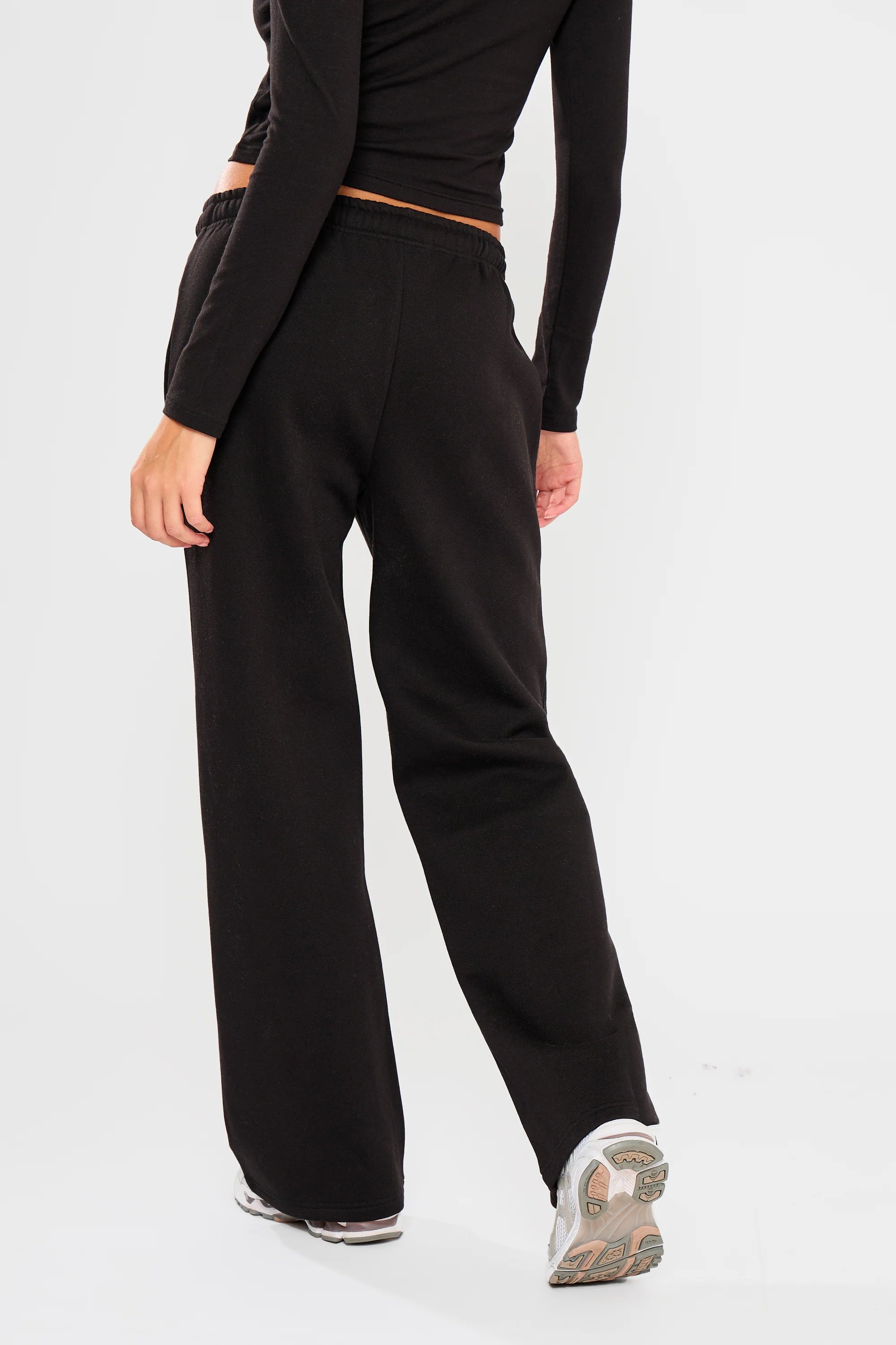 Kaiia Kaiia Embossed Bubble Logo Wide Leg Joggers Black - 4