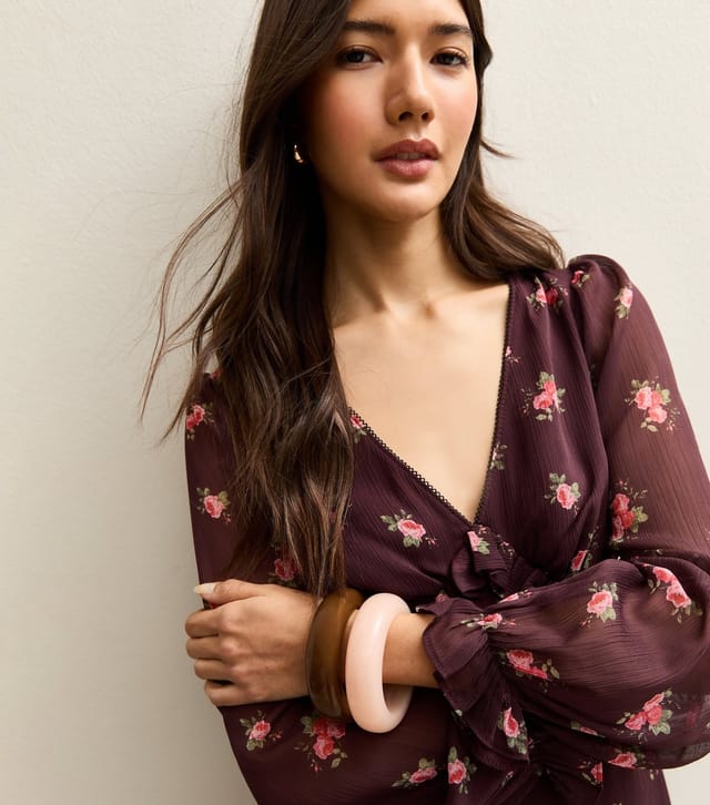 New Look Pack of 2 Brown Chunky Circle Resin Bangle New Look - 2