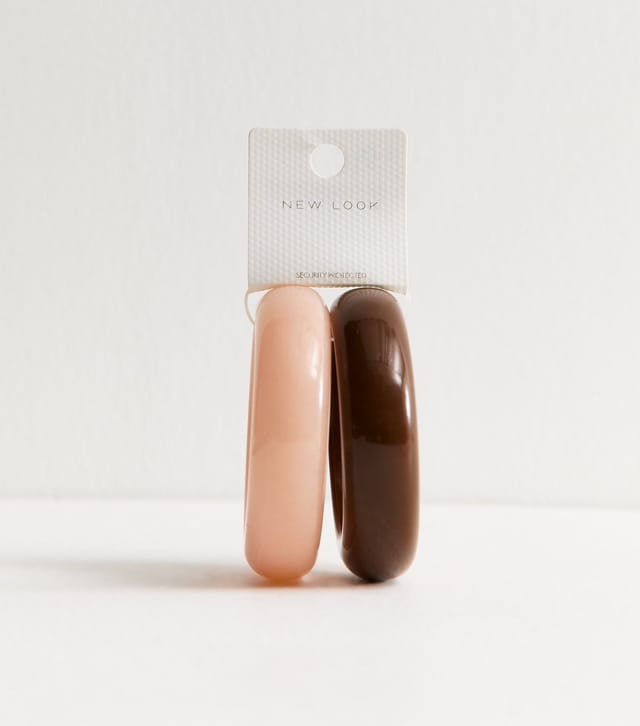 New Look Pack of 2 Brown Chunky Circle Resin Bangle New Look - 3