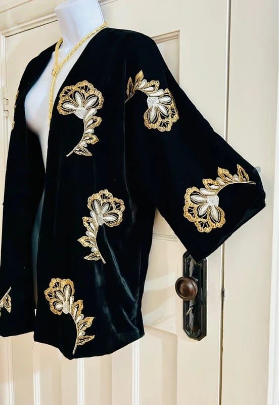 River Island Fia embroidered velvet kimono special occasion wedding festival gothic party holiday 12