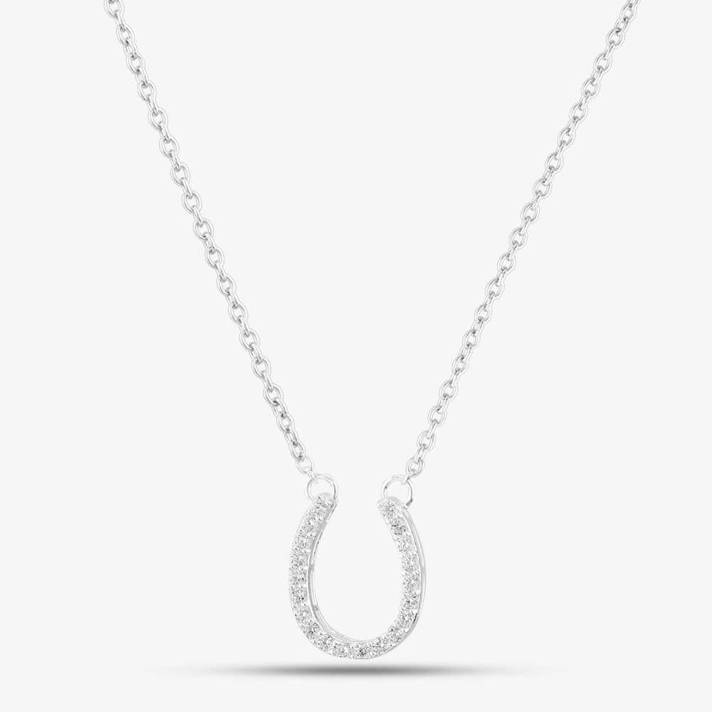 T.H.Baker T.H.Baker Women's Sterling Silver Cubic Zirconia Pave Horseshoe Necklace N4318