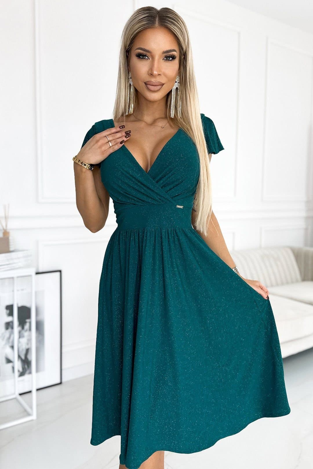 Love Lace Love Lace Women's Flared Envelope Evening Dress in Green