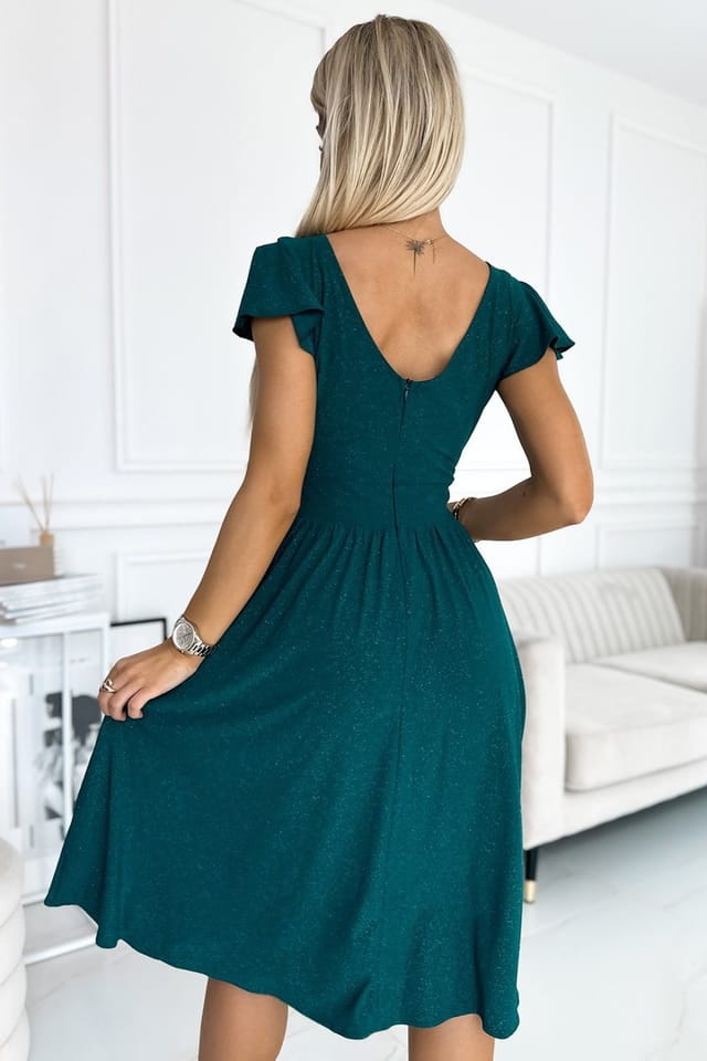 Love Lace Love Lace Women's Flared Envelope Evening Dress in Green - 3