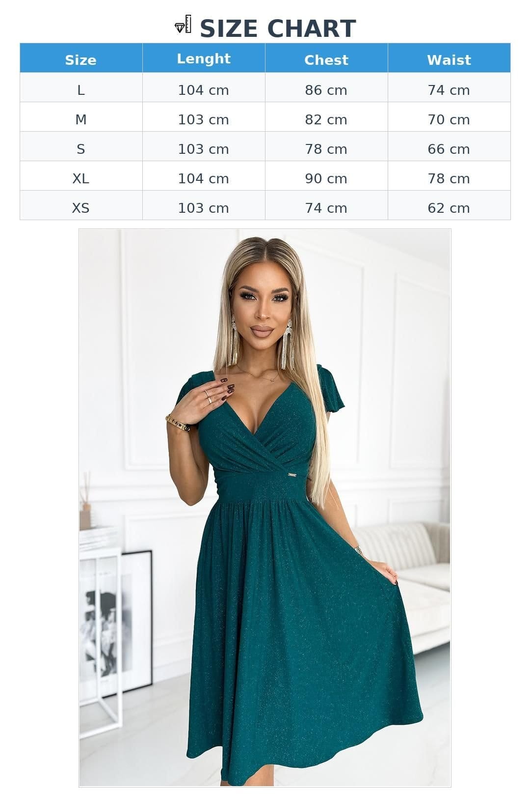 Love Lace Love Lace Women's Flared Envelope Evening Dress in Green - 4