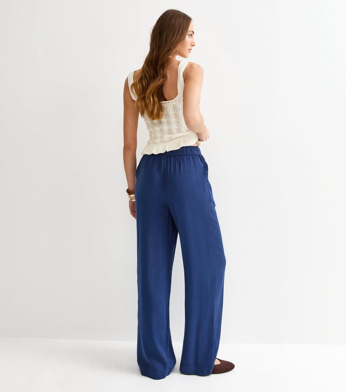 New Look Women's Tall Navy Linen Look Wide Leg Trousers New Look - 4