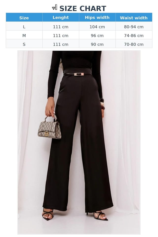 Love Lace Love Lace Women's Black Satin DIVA Wide Leg Trousers - 3