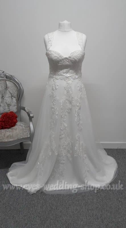 millie may Millie May ivory wedding dress with off the shoulder straps UK 16