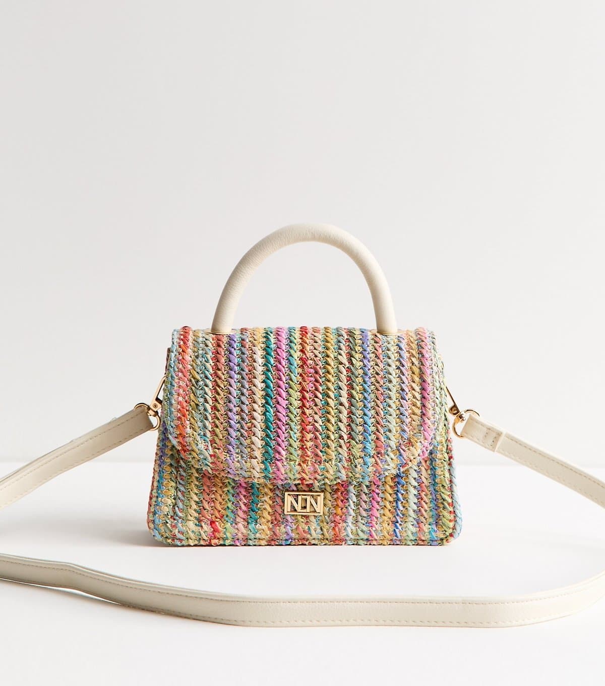 New Look New Look Multicolour Striped Woven Top Handle Bag