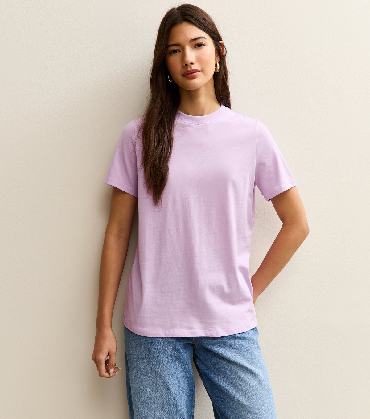 New Look Women's Lilac Cotton Crew Neck T-Shirt New Look - 2