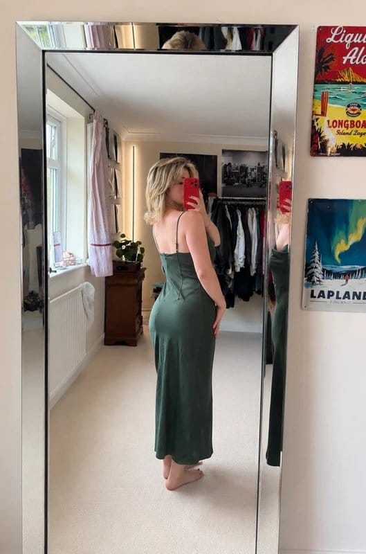 Urban Outfitters Urban Outfitters Olive Green Satin Slip Midi Dress – UK S - 1