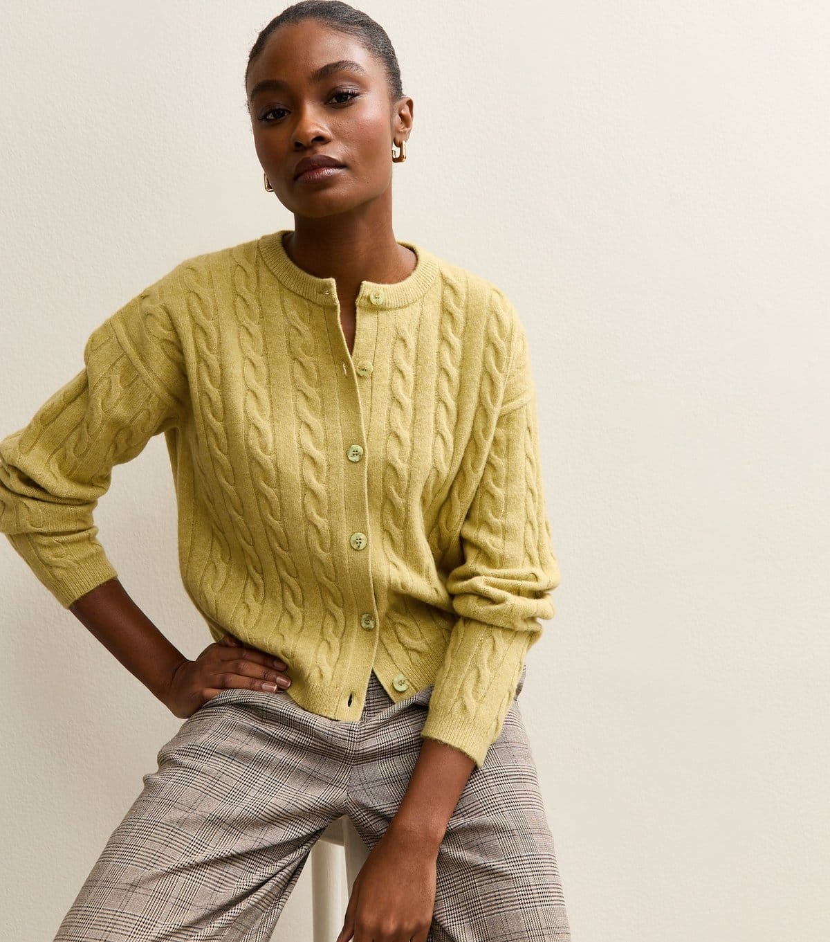 New Look Green Cable Knit Cardigan