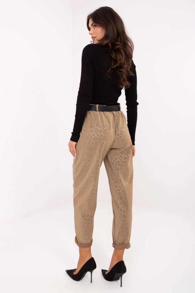 Love Lace Love Lace Women's High Waist Tapered Leopard Print Pants in Beige - 3