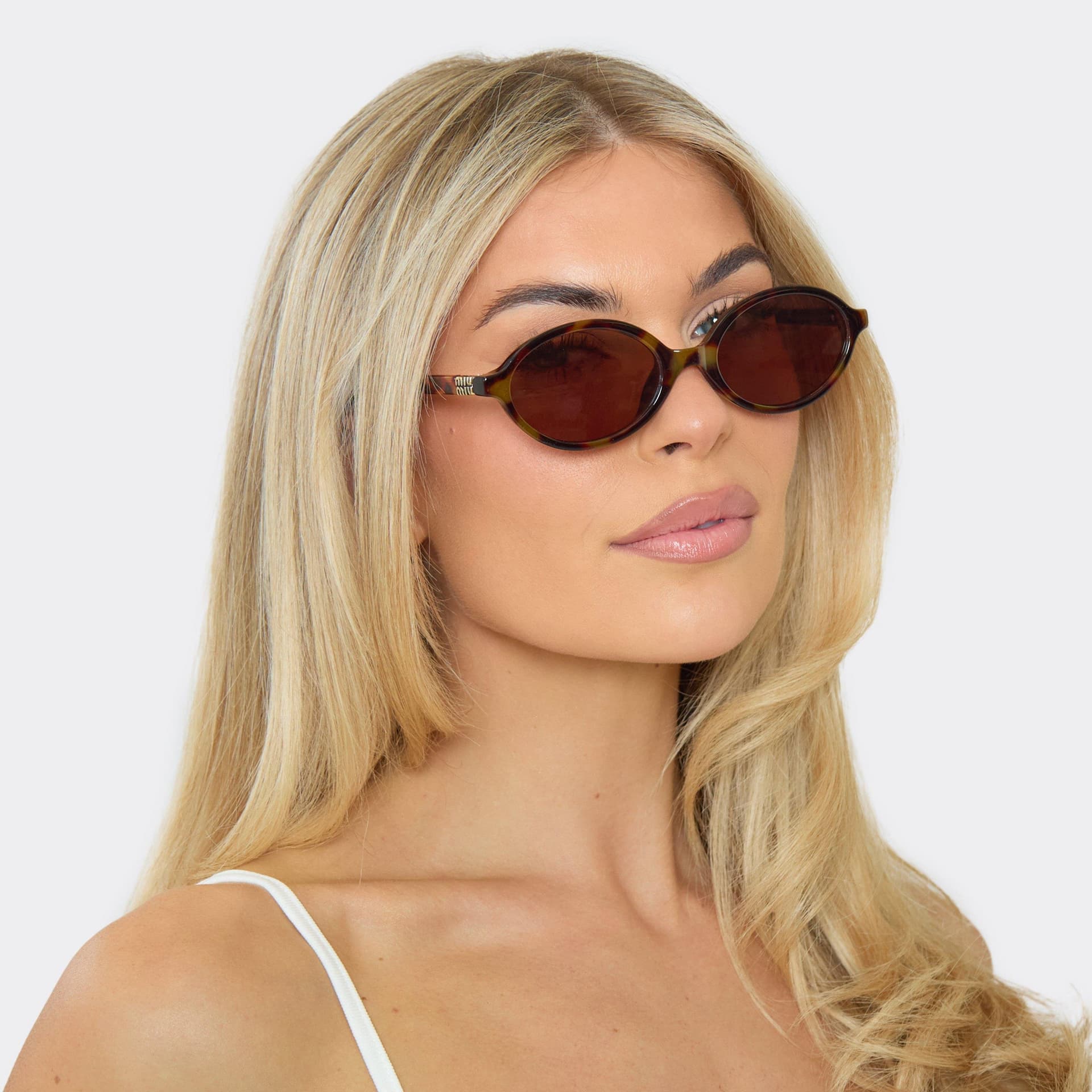 EGO Side Logo Detail Thin Framed Round Shaped Sunglasses In Leopard Print, Women's Size UK 0