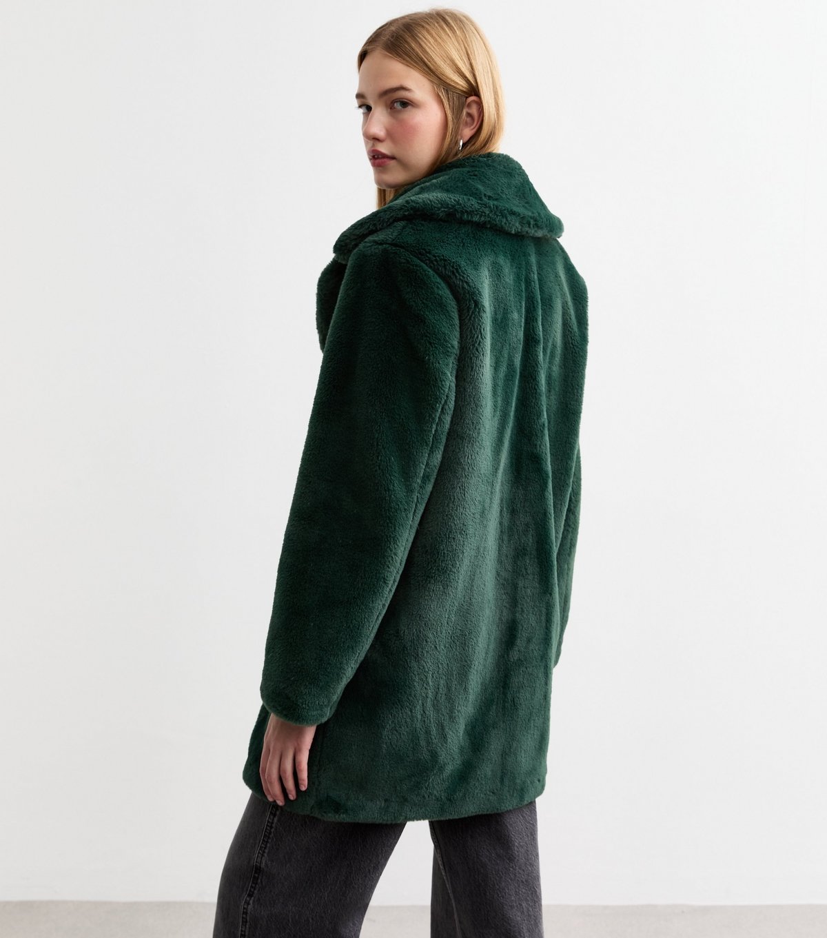 New Look Women's Dark Green Faux Fur Coat New Look - 4