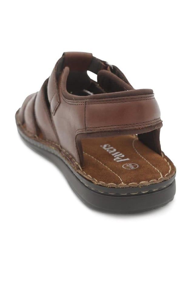 Pavers Pavers Men's Leather Adjustable Fasten Fisherman Sandals in Brown - 3