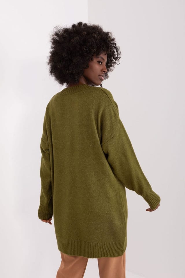 Love Lace Love Lace Women's Heart Neck Acrylic Sweater in Green - 3