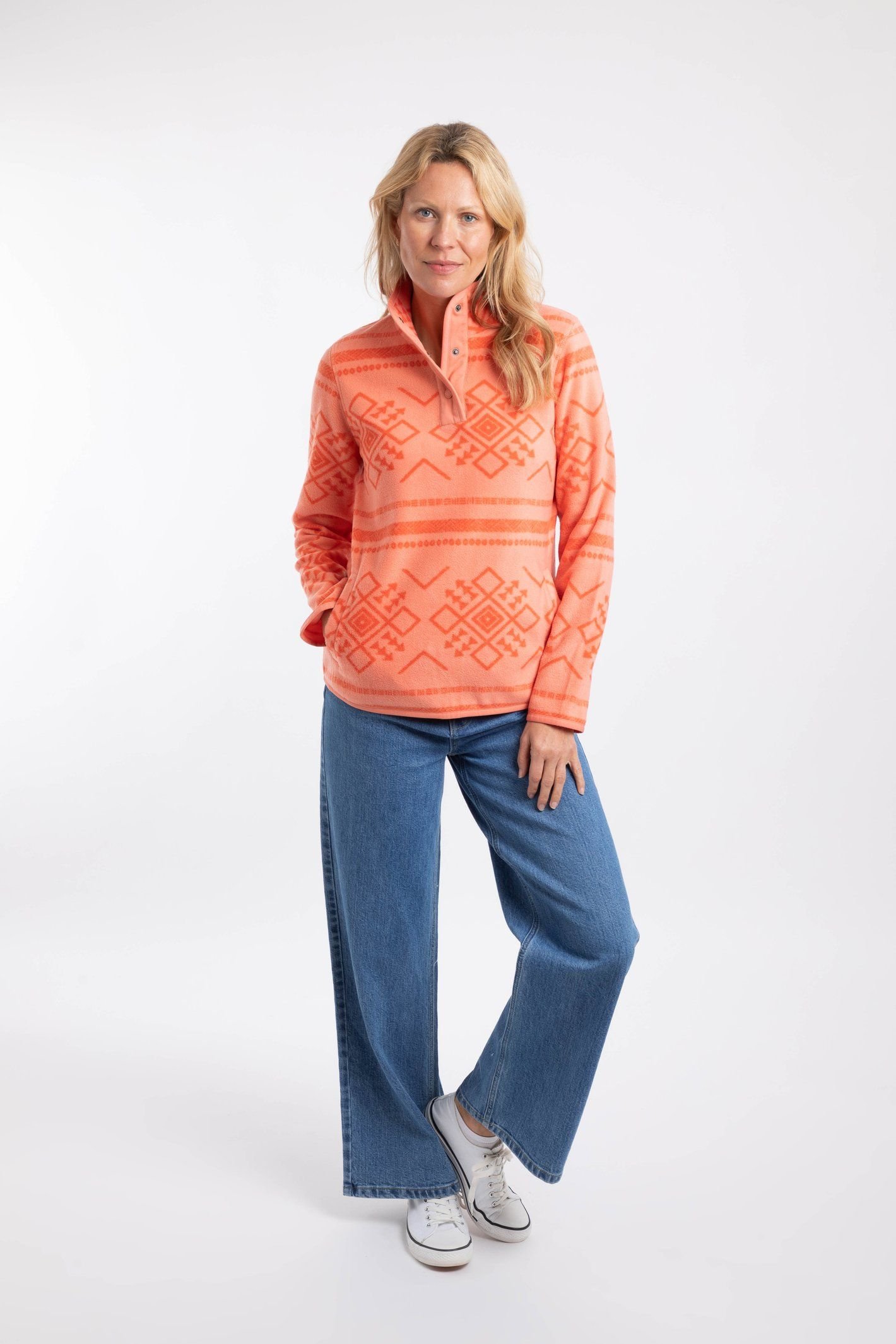 Weird Fish Weird Fish Women's Amy Printed Microfleece in Coral - 4