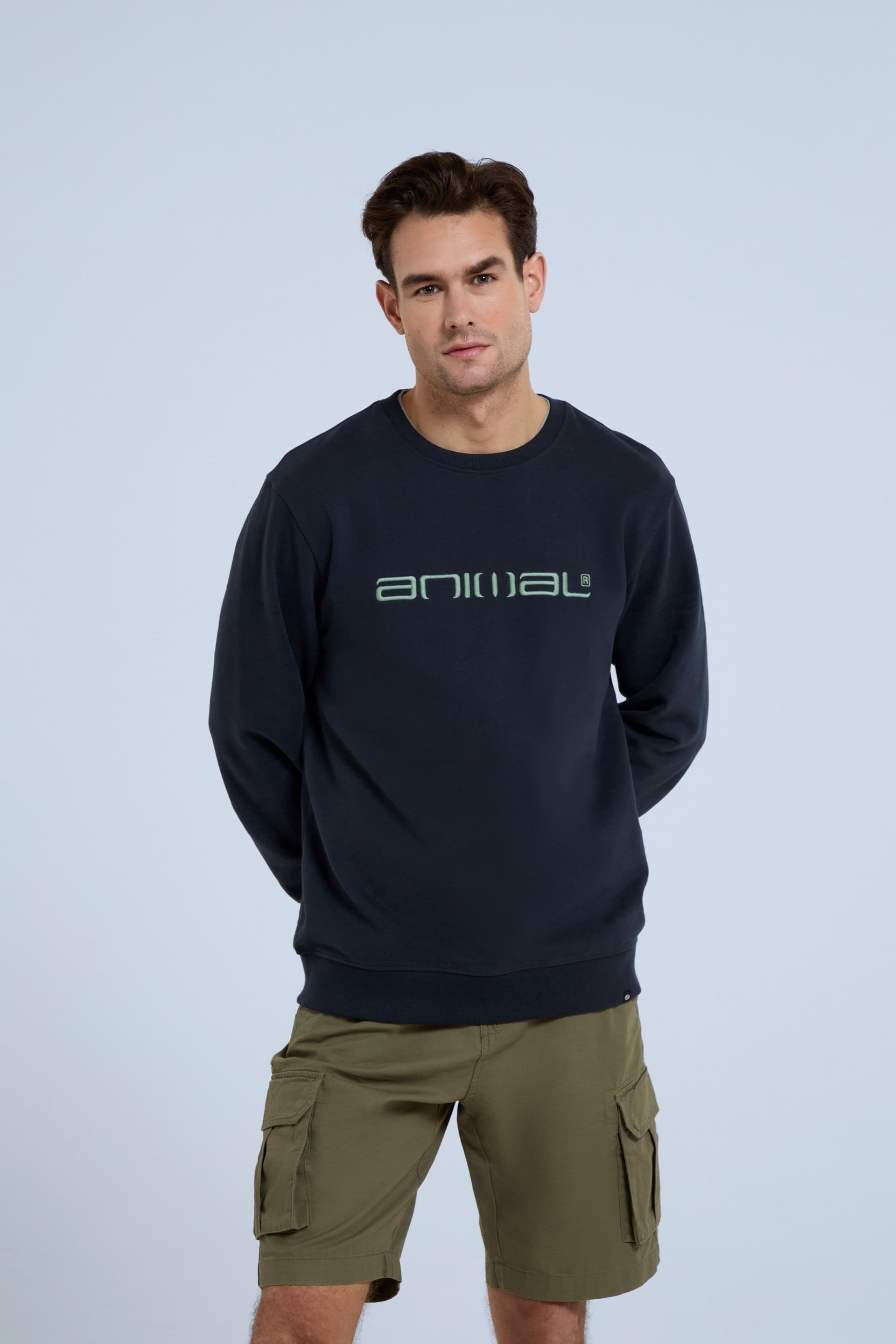 Animal Animal Men's 'Driver' Long Sleeve Soft Cotton Sweatshirt Casual Lightweight Top in Navy