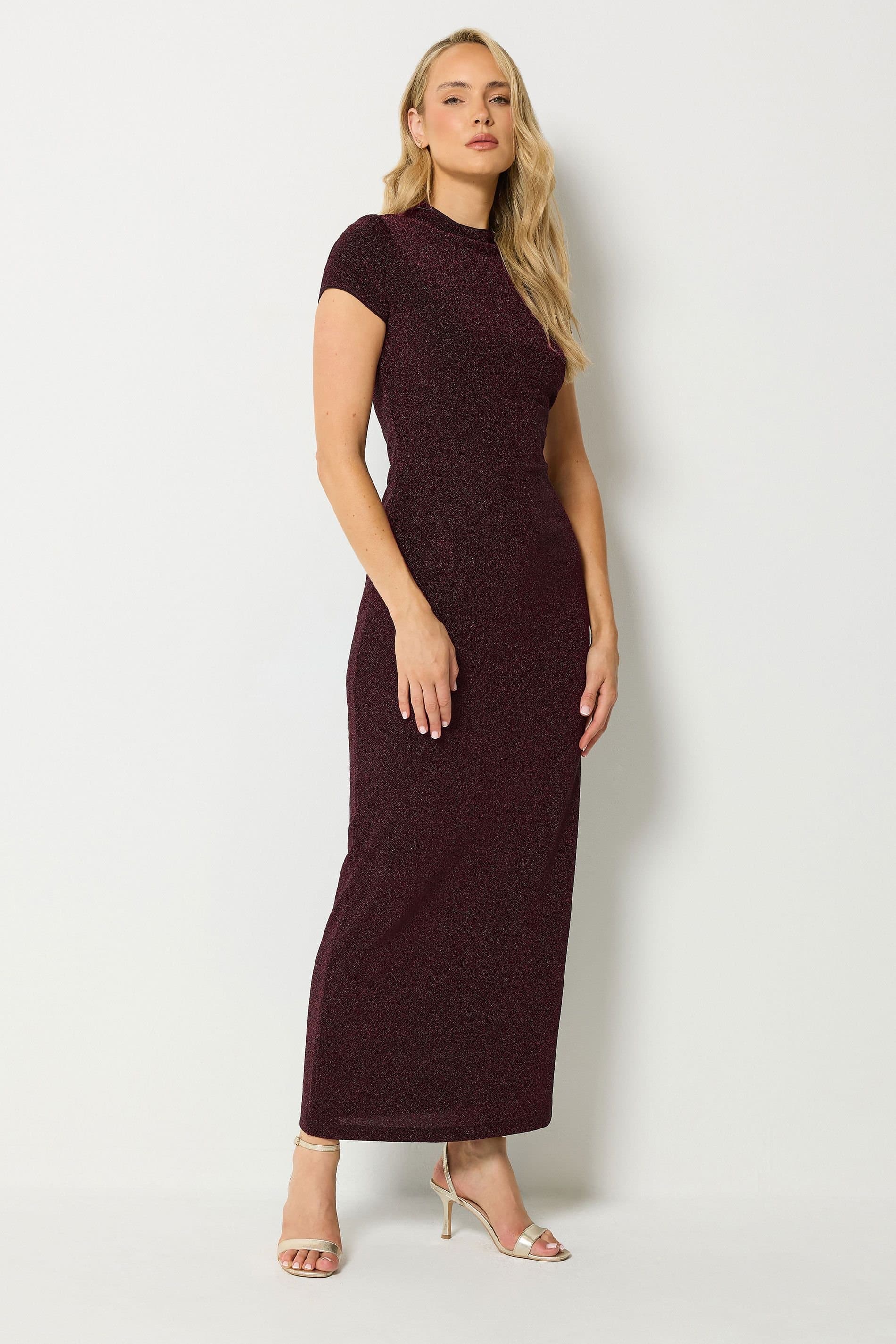 Long Tall Sally Long Tall Sally Women's Tall Sparkle Maxi Dress in Burgundy