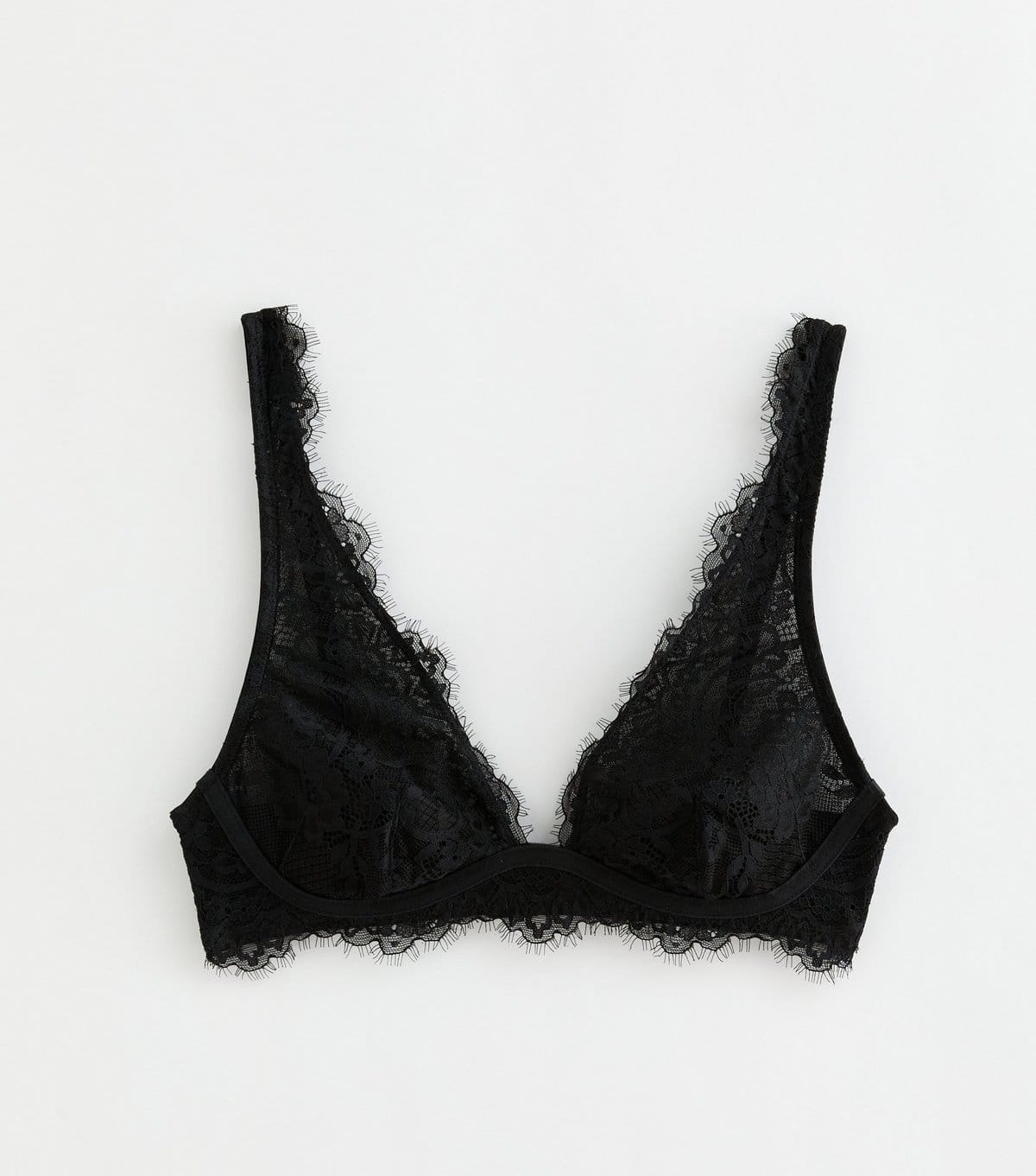 New Look Black Eyelash Lace High Apex Bralette