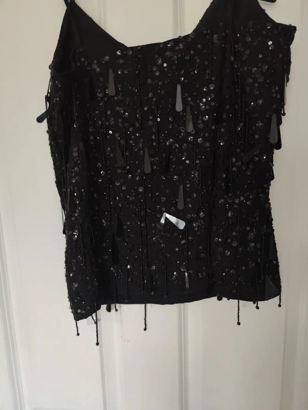 ASOS ASOS Black Sequinned Top Size 8