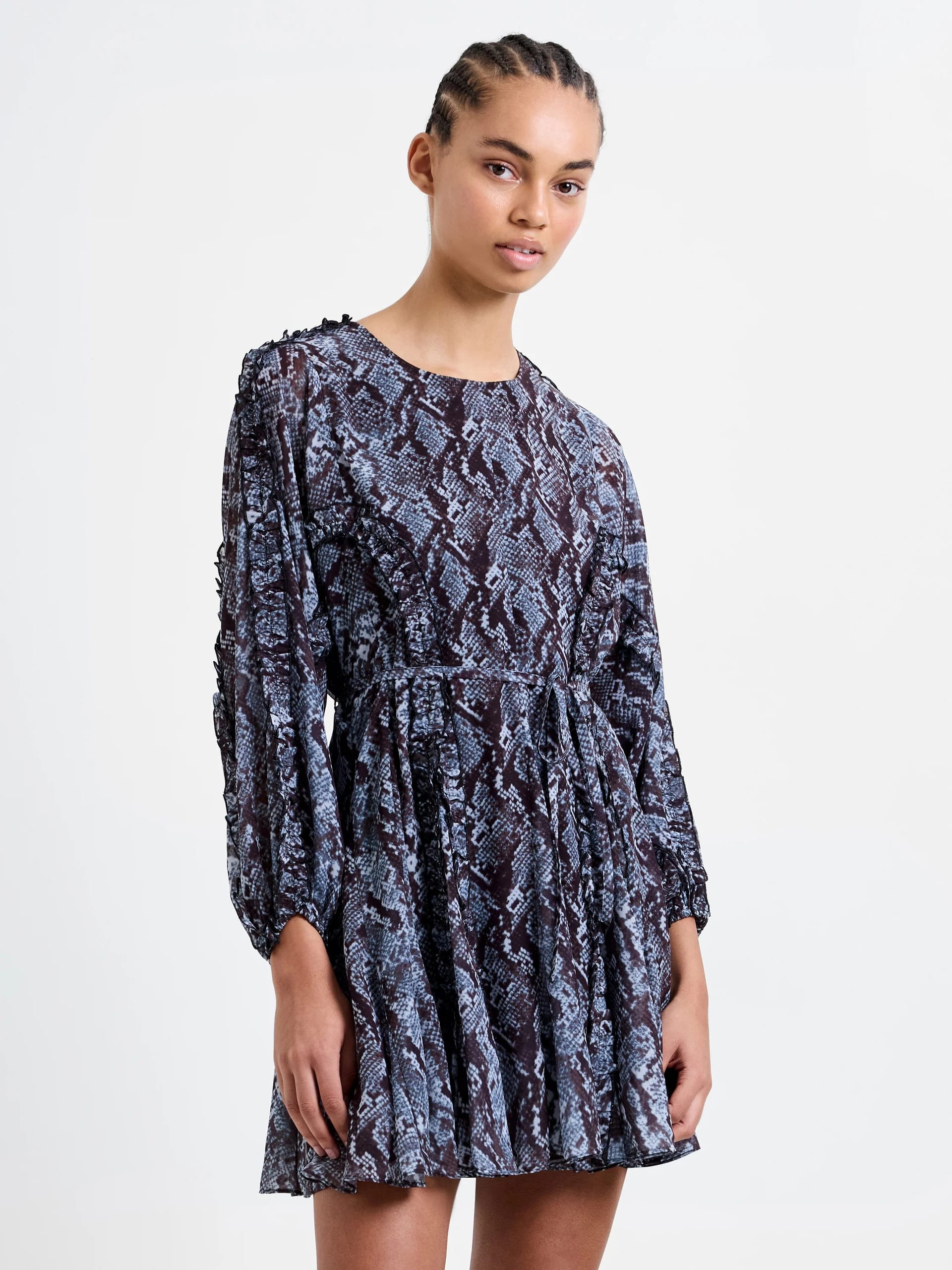 French Connection Blue Snake Print Mini Dress