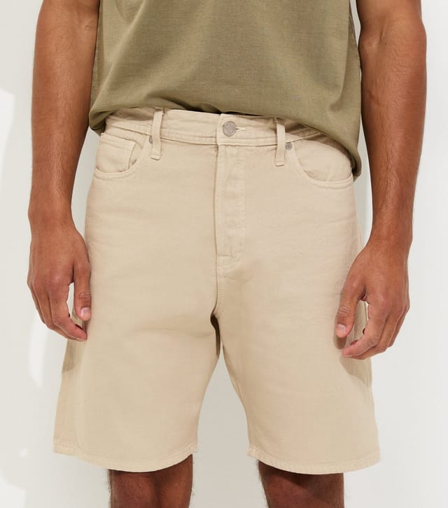 jack & jones Men's Stone Cotton Regular Fit Denim Shorts Jack & Jones New Look - 3
