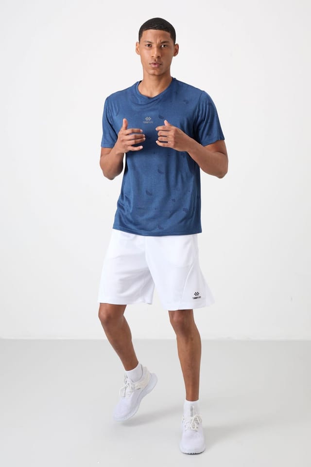 Tommy Life Tommy Life Men's Solid Bird's Eye Crew Neck T-Shirt in Blue - 2