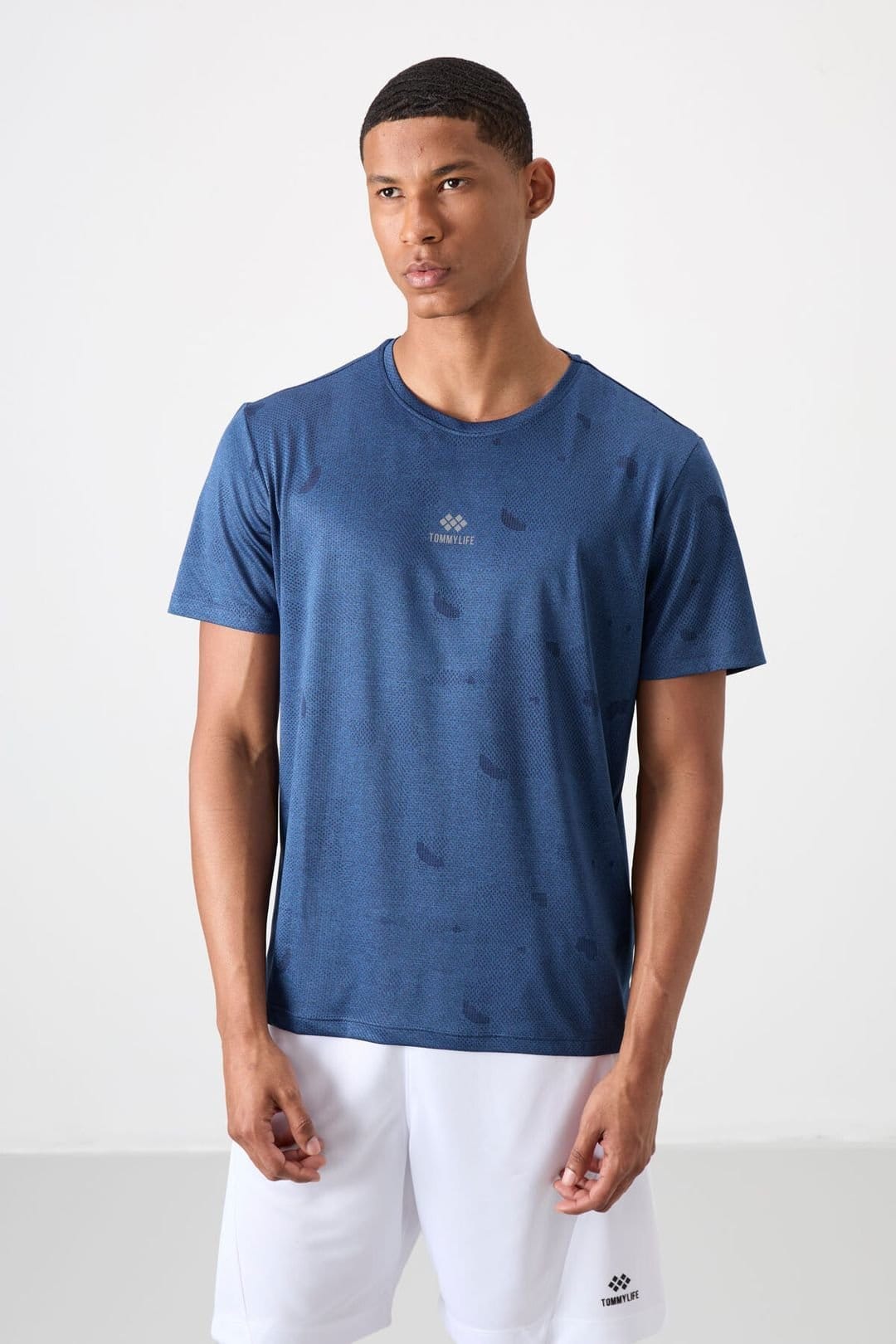 Tommy Life Tommy Life Men's Solid Bird's Eye Crew Neck T-Shirt in Blue - 4