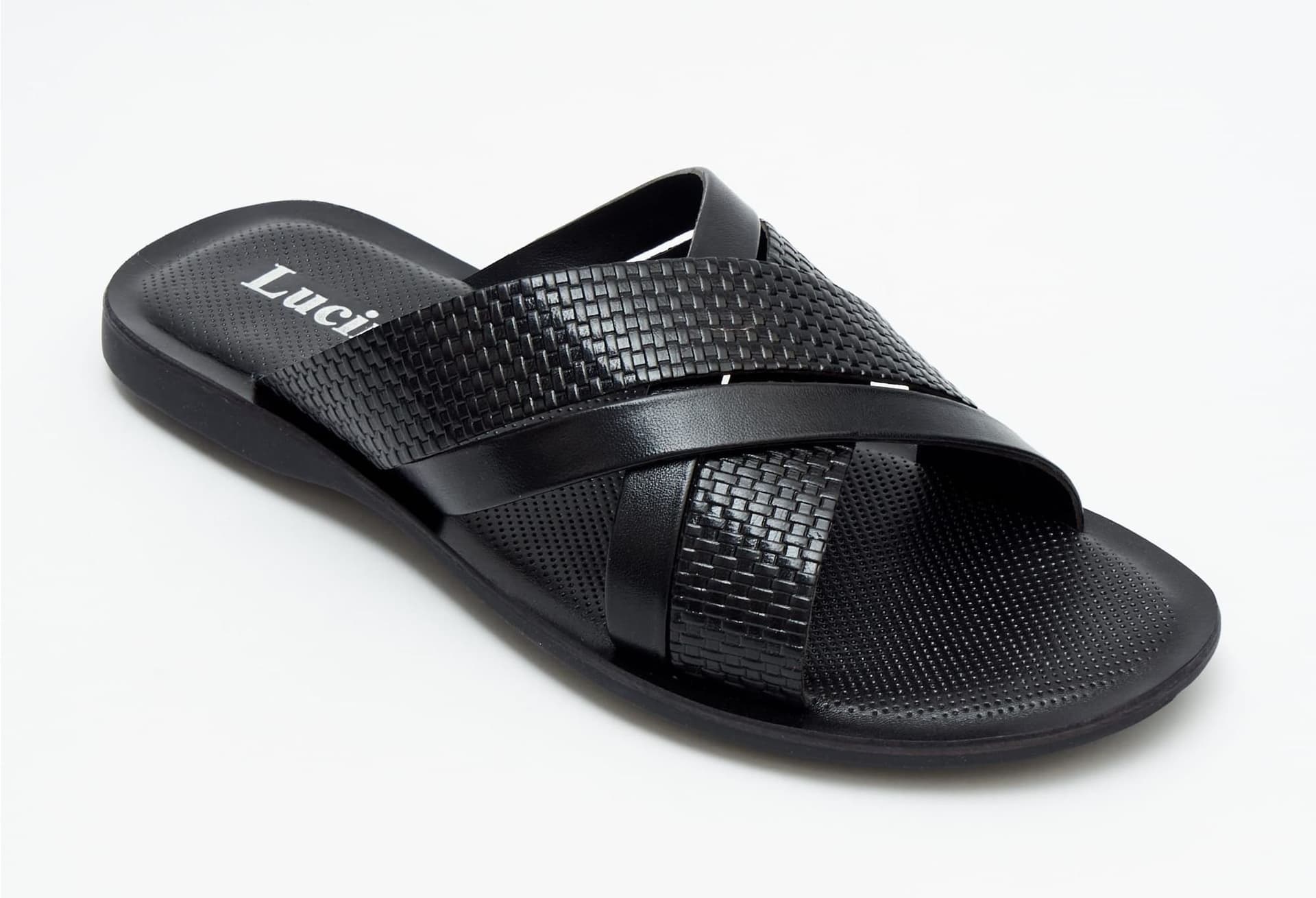 Lucini Lucini Men's Genuine Leather Casual Summer Sandals in Black