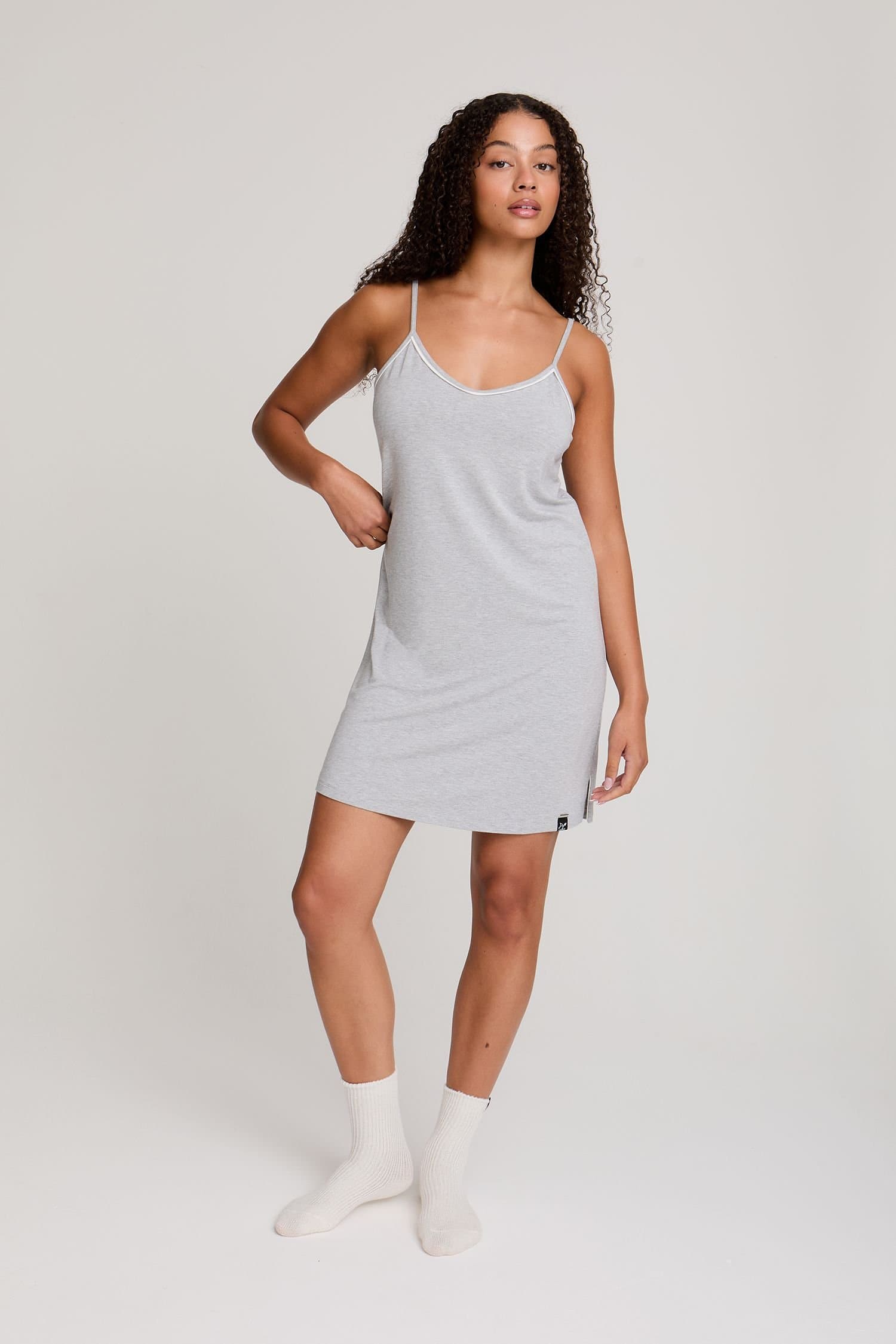 Pretty You London Pretty You London Women's Bamboo Chemise Nightdress in Mid Grey