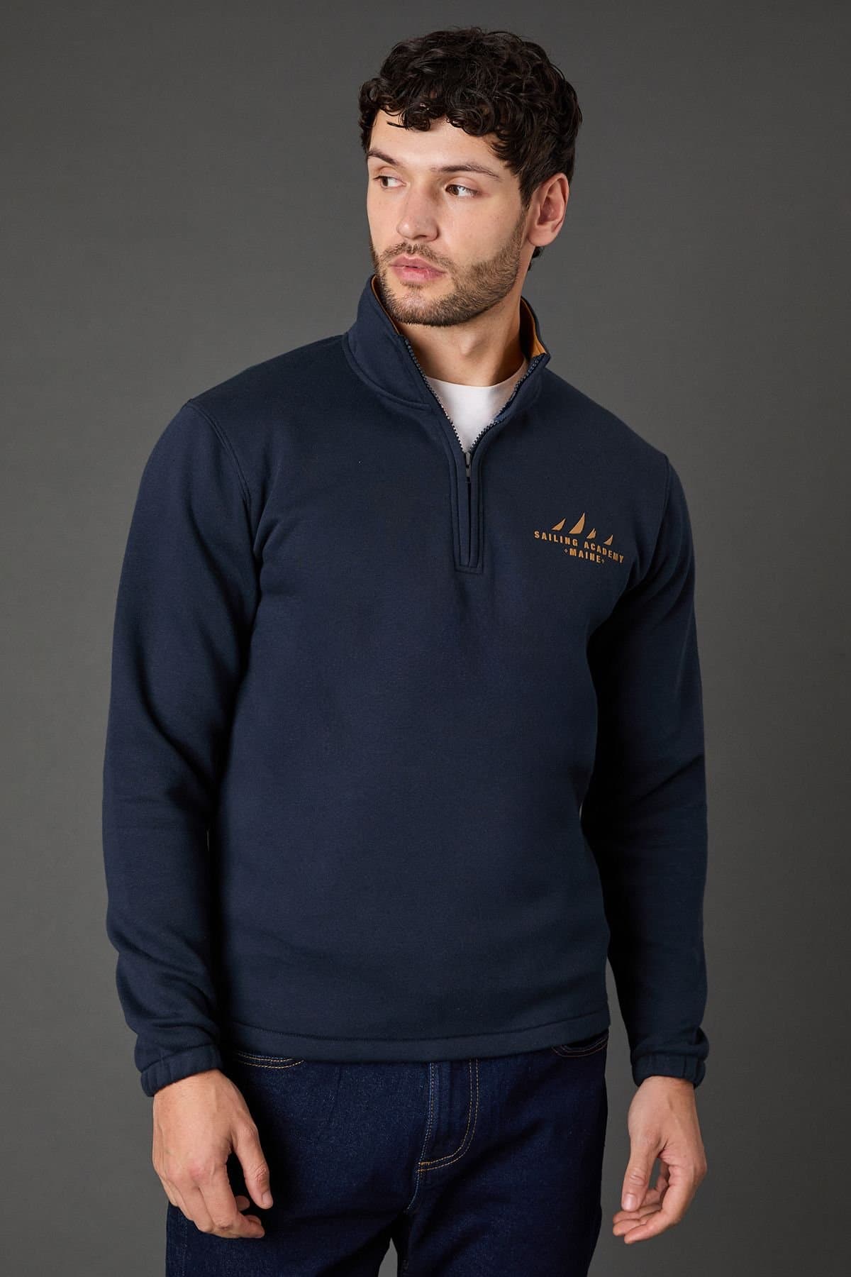 Maine Maine Men's Navy Sailing Academy Half Zip Jumper