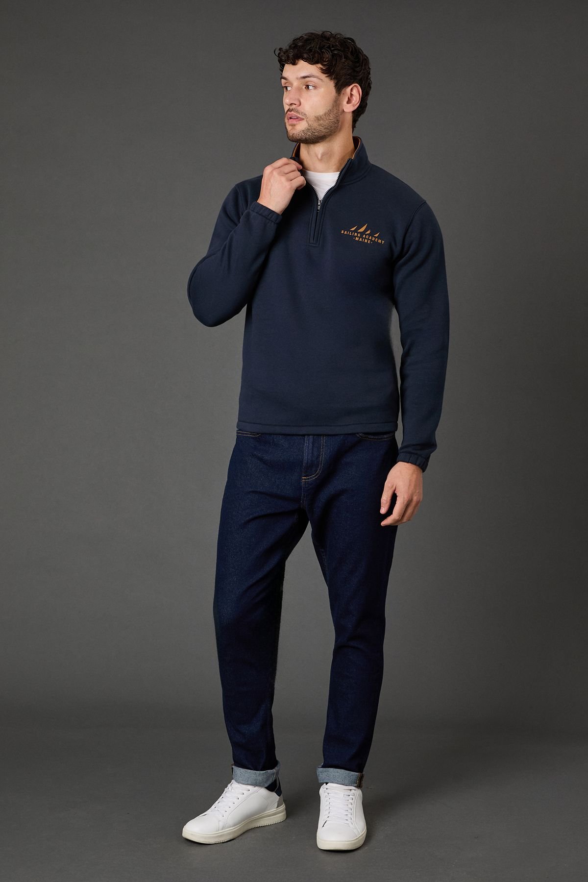 Maine Maine Men's Navy Sailing Academy Half Zip Jumper - 2