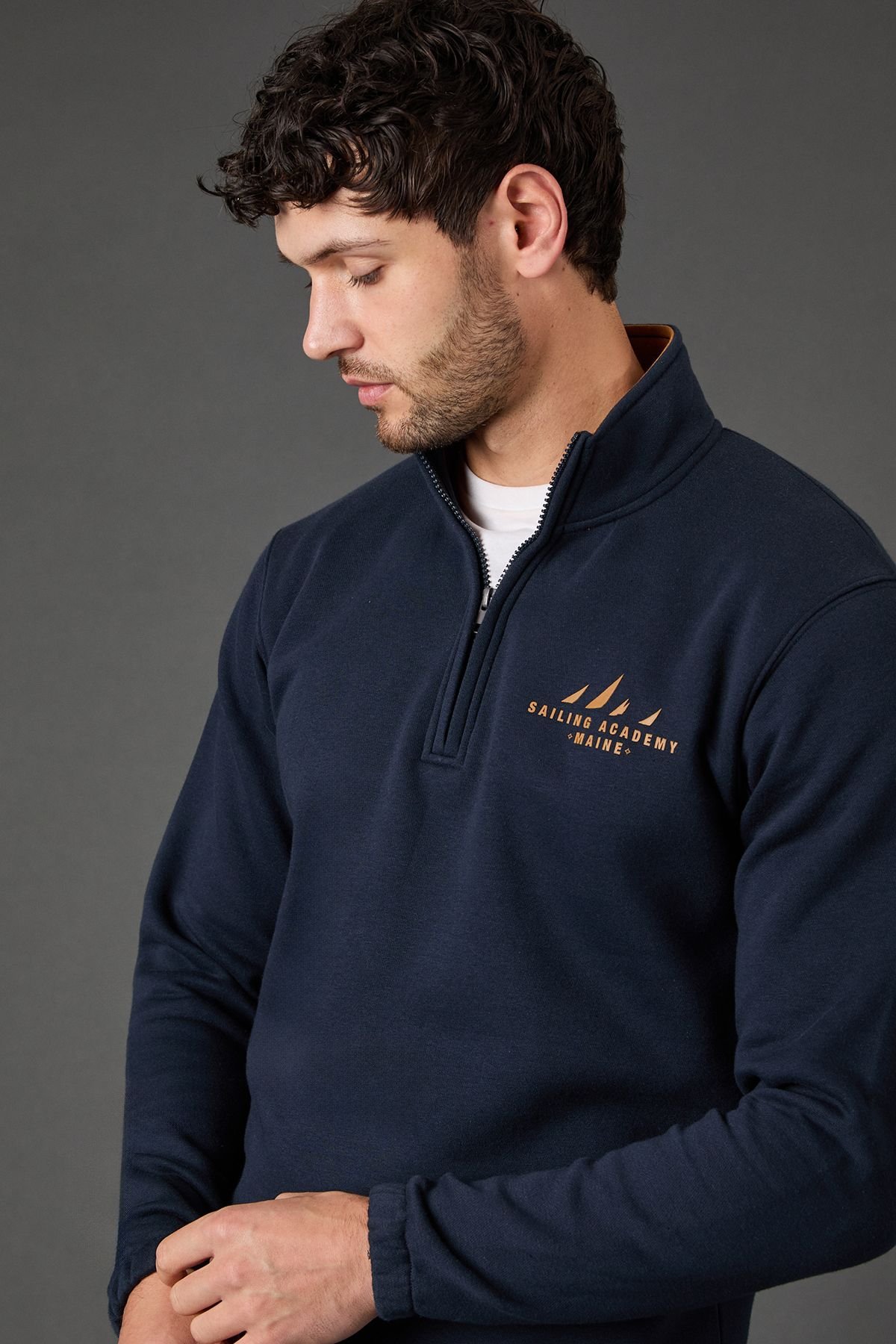 Maine Maine Men's Navy Sailing Academy Half Zip Jumper - 3