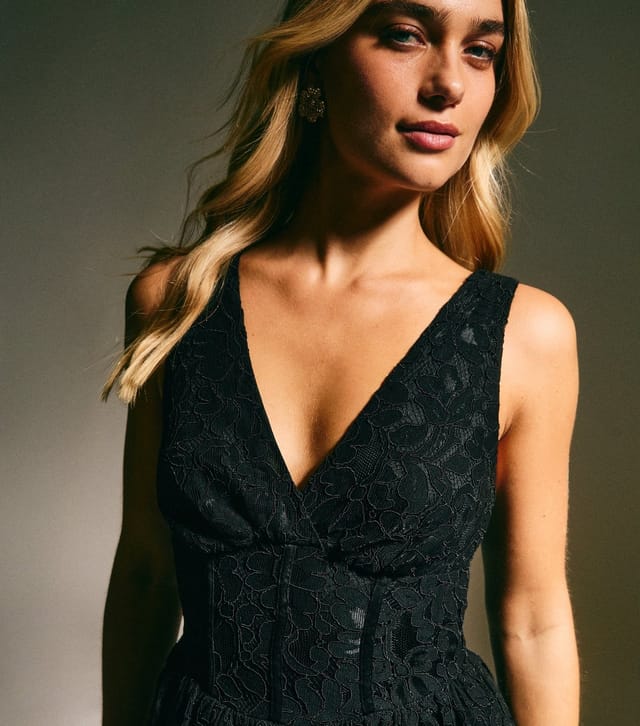 New Look Women's Black Lace Corset Midi Dress New Look - 2