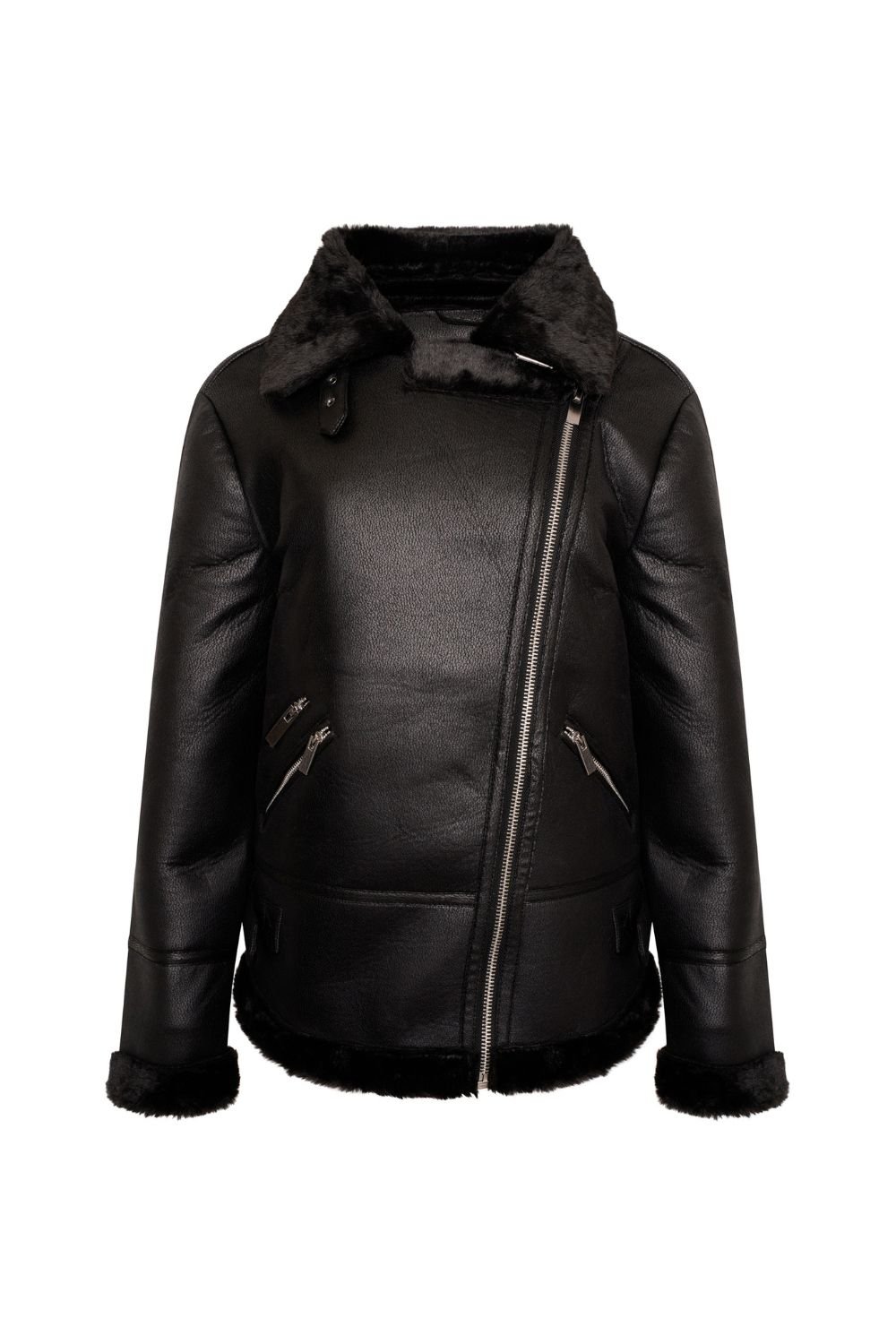 Barneys Originals Barneys Originals Women's Faux Fur Aviator Coat in Black - 2