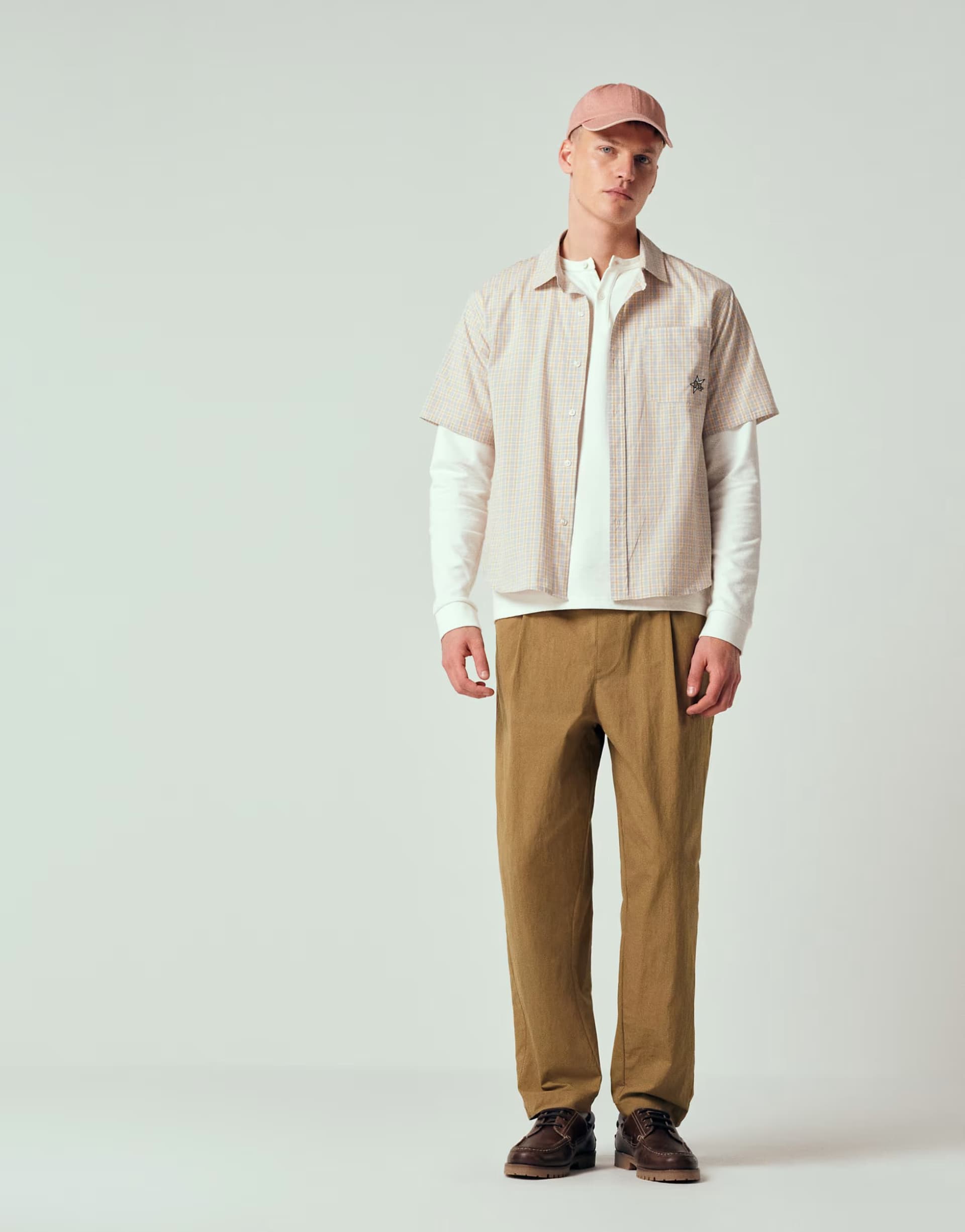 ASOS ASOS DESIGN co-ord oversized tapered trousers with pleat in nylon in tan