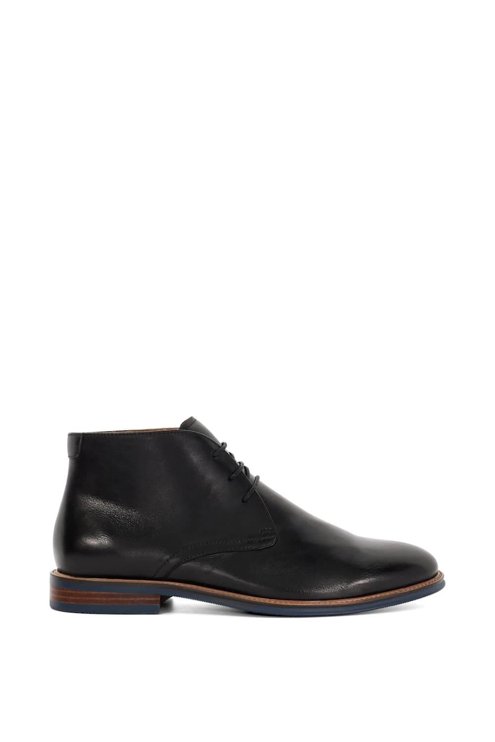 Dune London Dune London Men's Wide Fit 'Millers' Leather Chukka Boots in Black