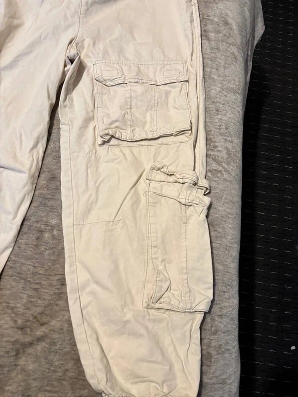 ASOS Cream Cuffed Cargo Pants